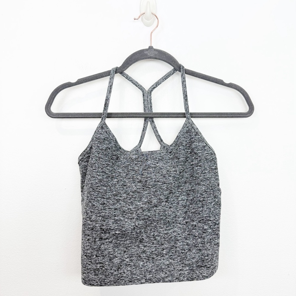 Beyond Yoga Spacedye Slim Racerback Cropped Tank Gray Size Large